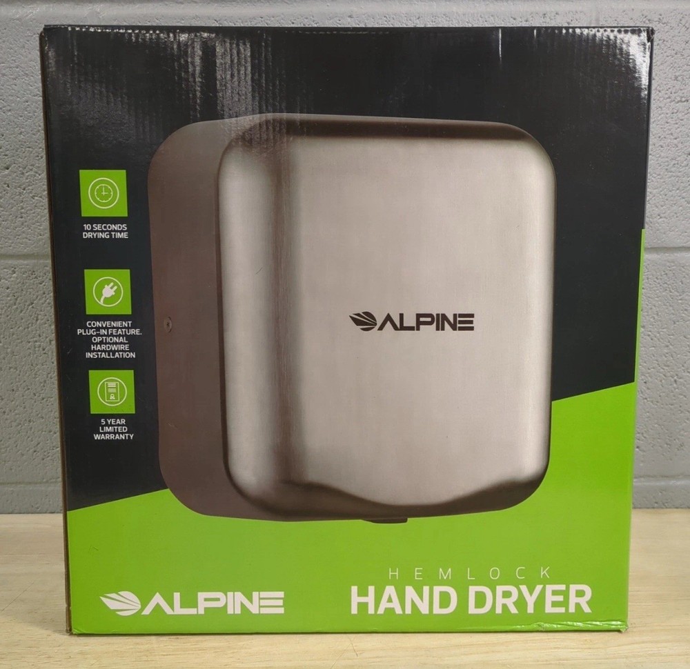 NEW Alpine Hemlock Automatic Hand Dryer Heavy Duty Stainless Steel 1800Watts C2