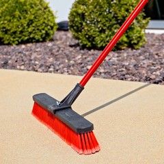 Libman 24″ High Power Multi-Surface Push Broom, Red & Black Steel Handle