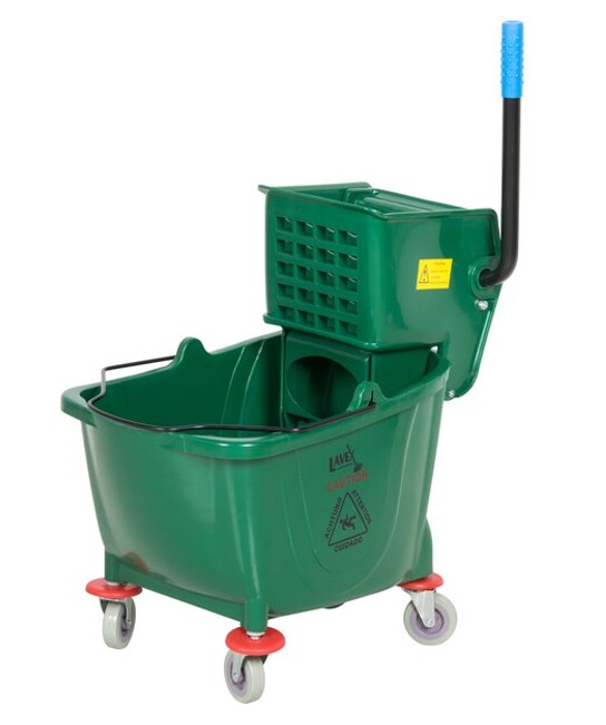 26 QT Green Space Saving Combo Mop Bucket and Side Press Wringer Lavex