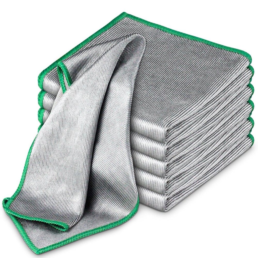 Airlab Glass Polishing Cloth Streak Free 12 Inch x 12 Inch, Sliver, Pack of 6