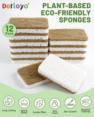 12 Count Plant-Based Kitchen Spons, postable Cellulose Spon,
