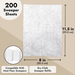 Juvale Disposable Mop Pads – Hard Floor Dust 200 Count (Pack of 1), White