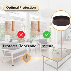 1.5×1.5 Round Rubber Furniture Caster Cups, Anti-Sliding 4 Pcs Brown, Brown