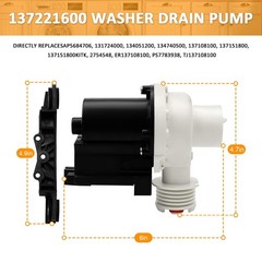 AMI PARTS 137221600 Washer Drain Pump fit for Kenmore Black White Red