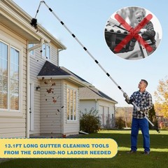 Gutter Cleaning Tools from the Ground, 13.1FT Adjustable Cleaner Black
