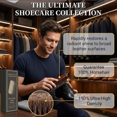 100% 7in Horsehair Shoe Brush Horse Hair Brush for Leather Boots Cleaning Polish