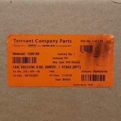 TENNANT OEM 1200149 Vacuum Motor for T16, T12, S16, M17 Vac 6.6D, 36VDC, 1-Stage