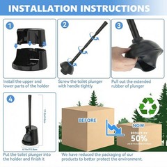Toilet Plunger with Holder, Plungers for Style 1(For 5.3-in Drain), No