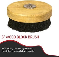 5” Wood Block Brush – Carpet & Upholstery Shampoo Tool for Rotary Buffers