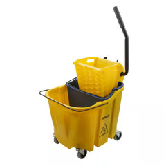 8.75 Gal. Yellow Polypropylene Mop Bucket Combo with Wringer and Soiled Water In