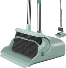 Upgrade Long Handle Broom Dustpan Set Upright Home Cleaning Kit