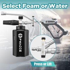 PWACCS Pressure Washer Foam Gun with Dual Connector Accessory, 1.5 L, black