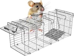 1-Pack Silver Live Animal Cage Trap Folding Humane Cat Trap For Mouse 14 x 5 x 6