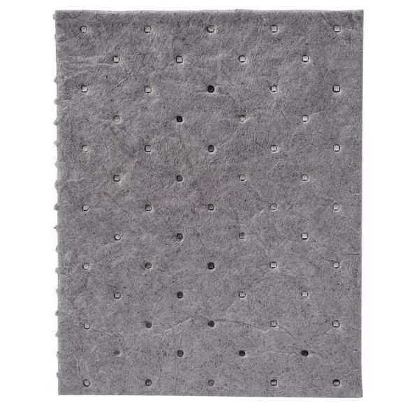 Brady Sorbent Pad, 5 gal, 7 1/2 in x 10 in, , Gray, Polypropylene SRP100 Brady