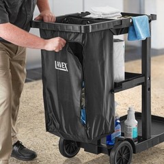 Standard Black Janitor Cart Replacement Vinyl Bag with Zipper 25-Gal