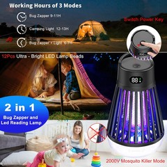 Bug Zapper Indoor Outdoor, 2000V Rechargeable Mosquito Fly Zapper Kilers