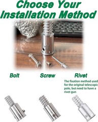 (2-Pack) 1″ Threaded Tips Replacement for Extension Poles 1 in, sliver