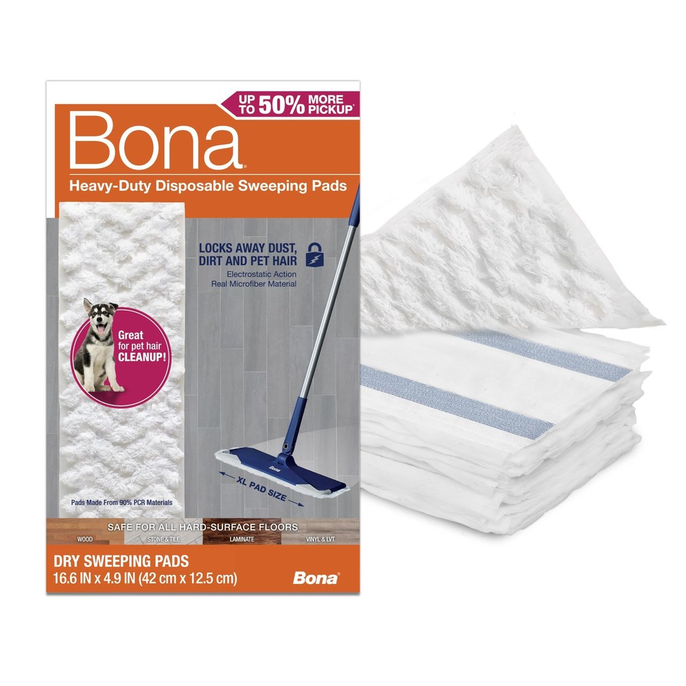 Bona Sweeping Pads for Multi-Surface Floors – 24 1 Count (Pack of 24), White