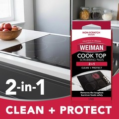 Weiman Cook Top Scrubbing Pads, 3 Count, 2 Pack Cuts 3 Count (Pack of 2), Red