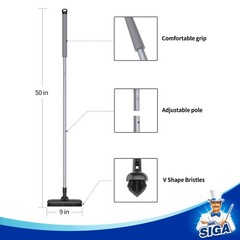 MR.SIGA Heavy Duty Grout Scrub Brush with Long Handle, Shower One Size, Black