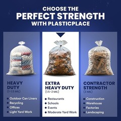 Plasticplace – W55Ldc2 55-60 Gallon Trash Bags 2 Mil Clear Heavy Duty Garbage