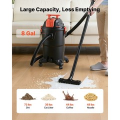 8 Gallon Wet Dry Vacuum, 4.5 HP Portable with Self – Cleaning Dual Filter, 900W