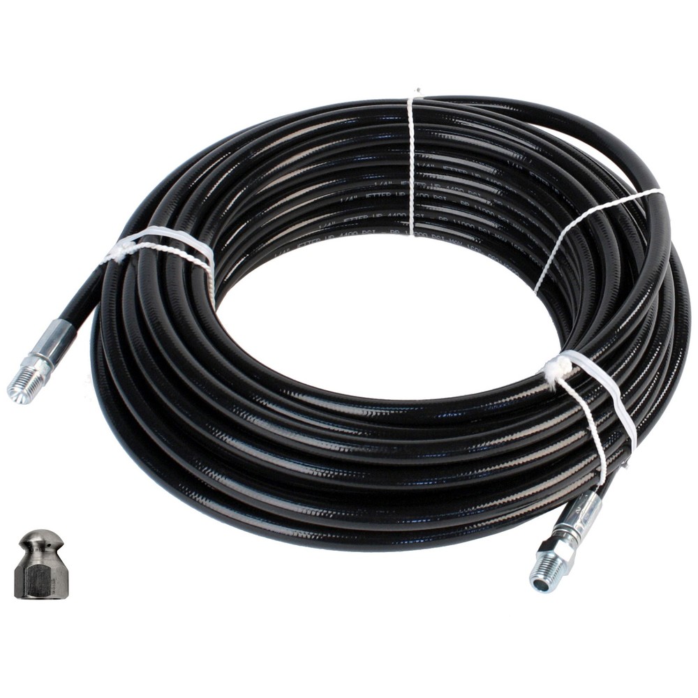 Schieffer 1/4″ x 200′ 4400 PSI Thermoplastic Sewer Jetter Hose & 12.0 Nozzle