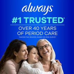 Always Long Absorbency Unscented Ultra Thin Pads with Wings – Size 2 – 42ct