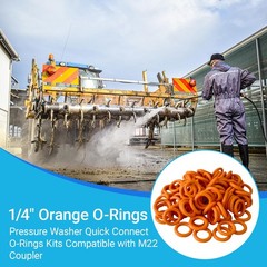 100-Pack 1/4″ Pressure Washer O-Rings for Quick Coupler Compatible Orange