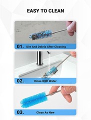 SARDVISA Flexible Long Drain Brush Tool with Large clean brush, Blue