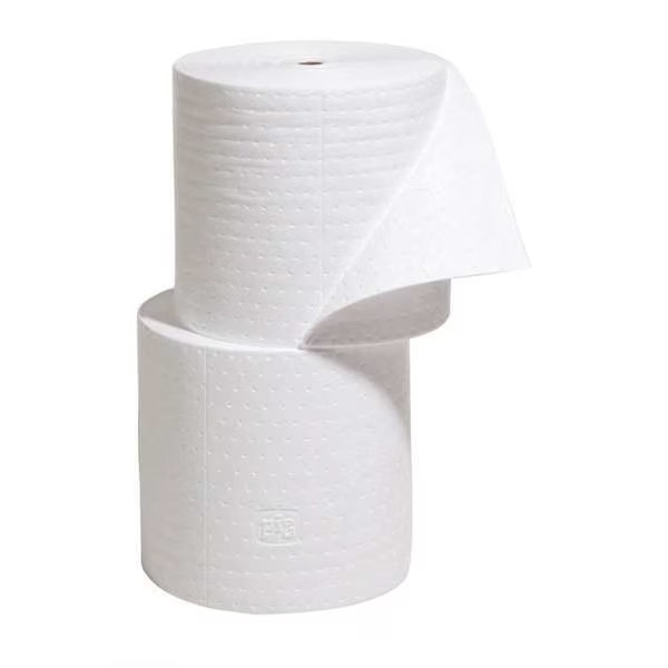 Pig Sorbent Roll, 40 gal, 15 in x 150 ft, Oil, White, 2 PK MAT425 Pig MAT425 15