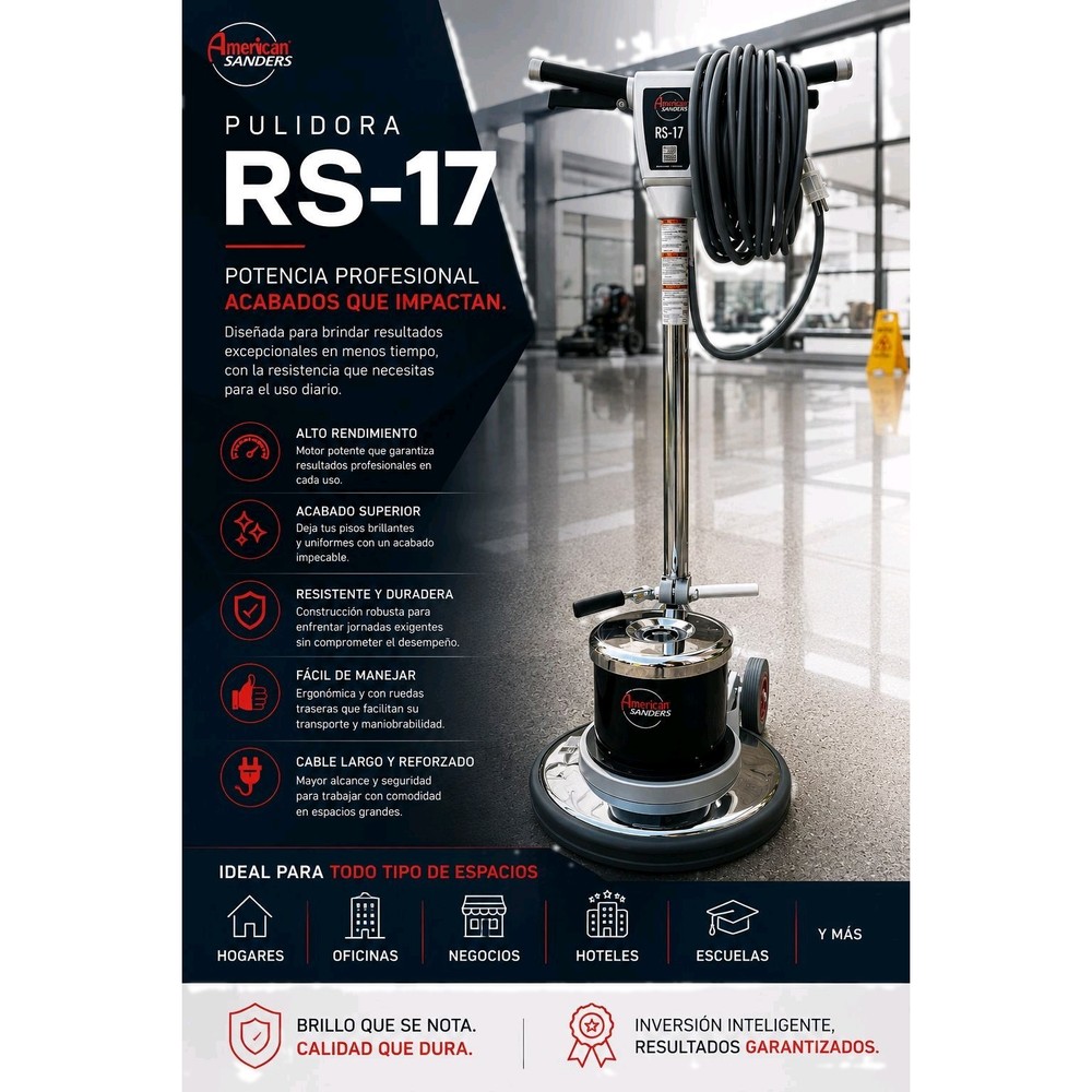 American Sanders RS-17 Walk-Behind Disc Floor Polisher 115V 1.5-2hp 51-60ft