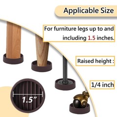 1.5×1.5 Round Rubber Furniture Caster Cups, Anti-Sliding 4 Pcs Brown, Brown
