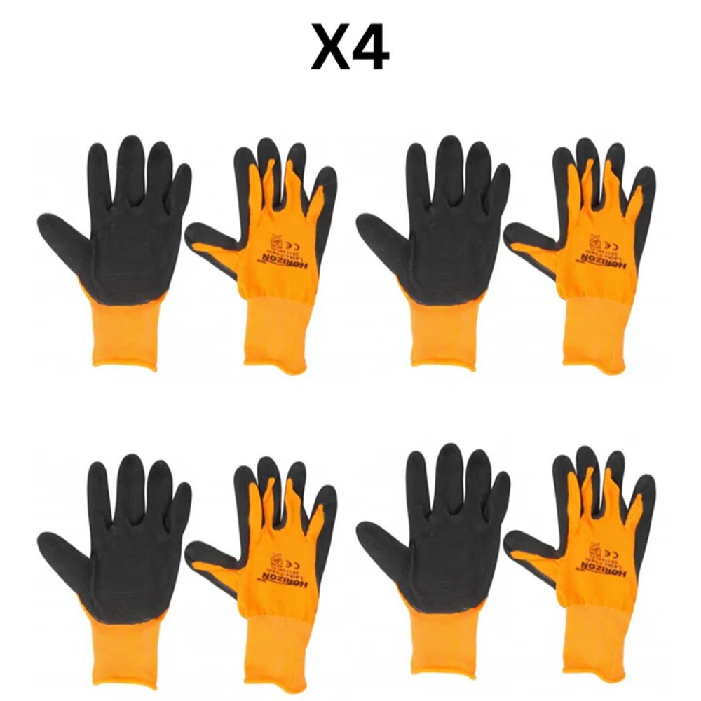 Horizon Work Latex Foam Coated Gloves (High Visibility) – Pack Of 4