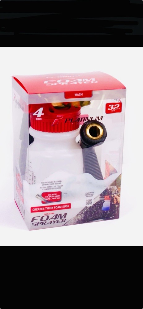 Platinum Series Foam Sprayer 32oz-FOAM CANNON-4 Pcs-Standard Hose Fitting-NIB!!!
