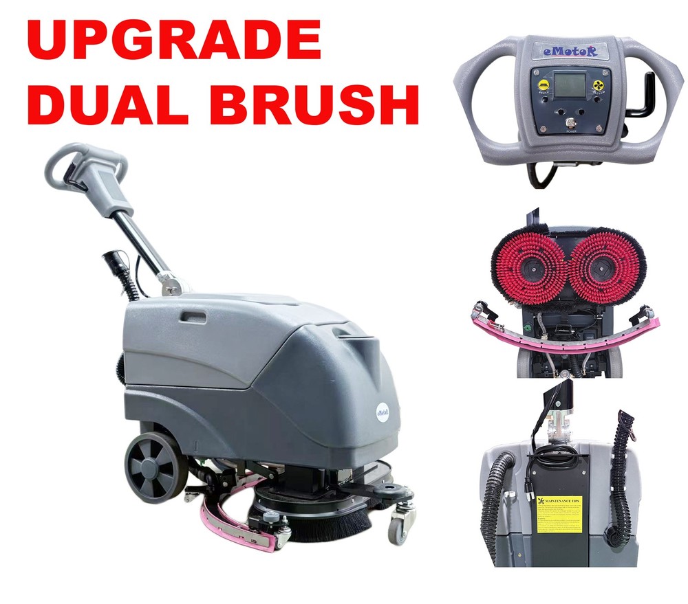 Emotor EM-255 Dual Brush Foldable Walk Behind Hand Push Floor Scrubber Machine