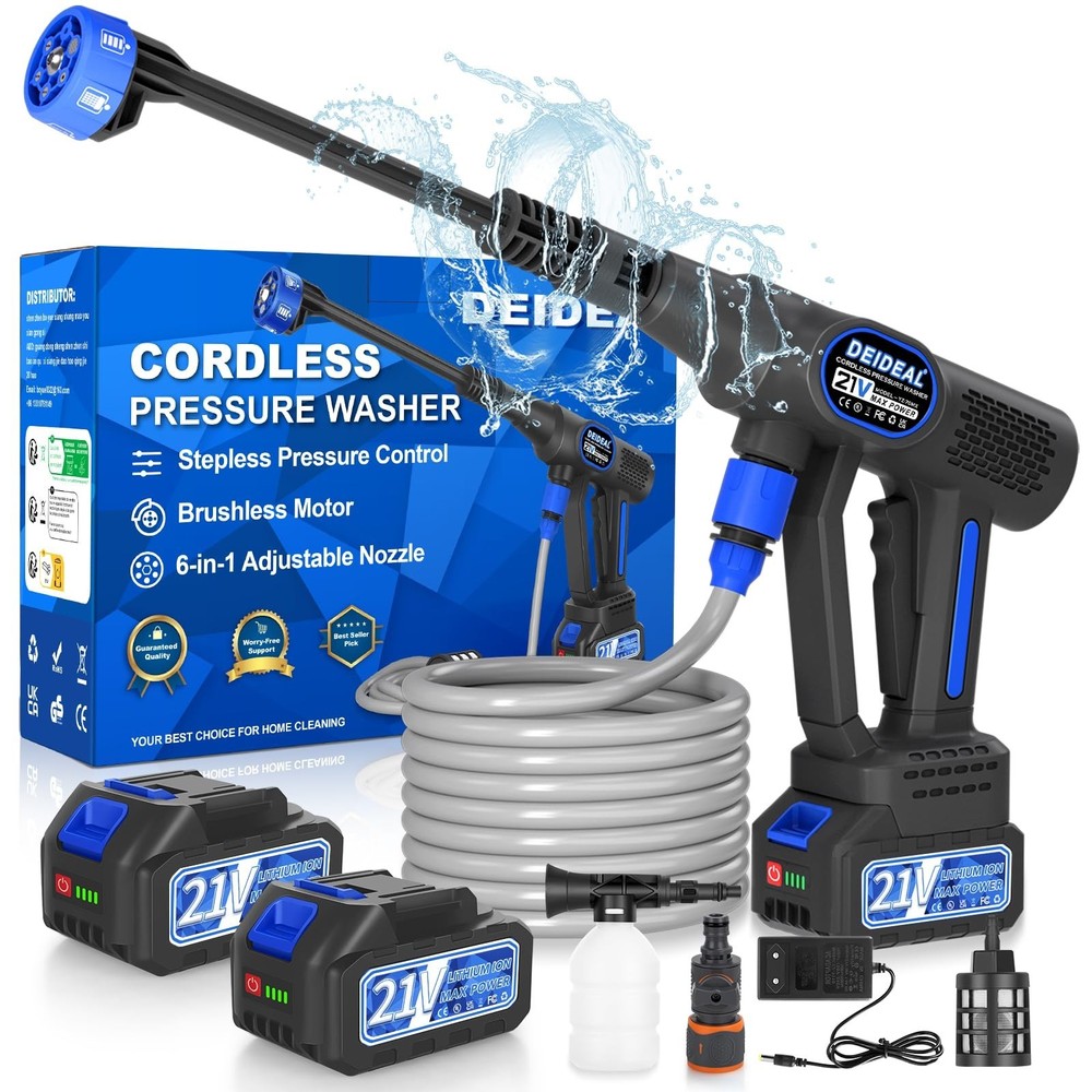 Cordless Portable Washer, 1280 PSI Portable Handheld Washer with Trigger-Cont…