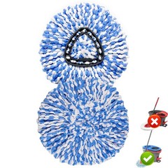 2 Pack Spin Mop Replacement Head, Only Fit for RinseClean 2Pack, Blue&wthie