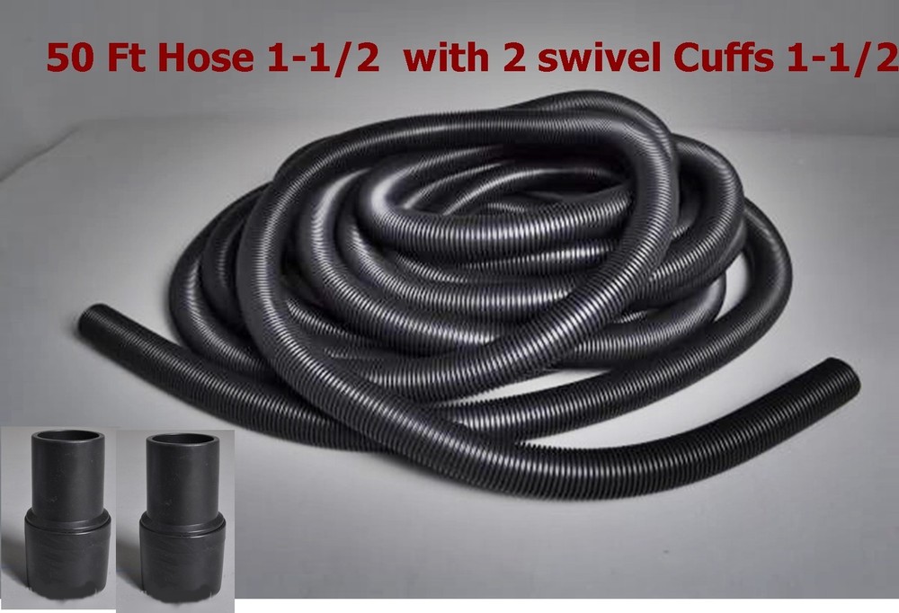 50 ftCarpet Cleaning Vacuum Hose portable extractors 1-1/2 inch w 2 swivel cuffs