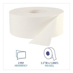 Boardwalk 6100B 3.5″ x 1000′ JRT Septic Safe 2Ply Bath Tissue – JBO,WT(12/CT)New