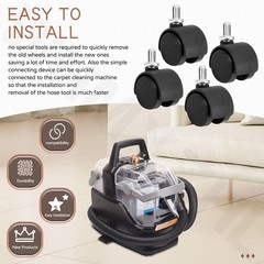 Self-Cleaning Hose Tool & 4 Pack Castor Wheels Compatible with Bissell Little Gr