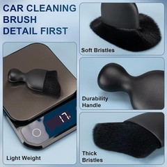 2-Piece Car Interior Detailing Brush Set with Soft Bristles for D Color: Black
