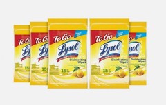 LYSOL Disinfecting Wipes – Lemon & Lime Blossom To-Go Flatpack 15 wipes. 5-Packs