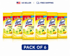 Lysol Disinfecting Wipes To Go Lemon & Lime Blossom Travel Size 15ct Pack of 6
