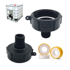 2PCS 275 330 Gallon IBC Tote Water Tank Adapter 2″NPT-Fine Thread, Black