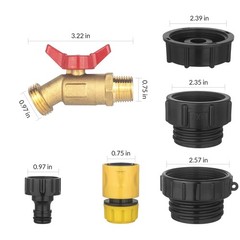 IBC Tote Hose Adapter 275-330 Gallon Water Red handle brass valve