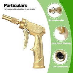 High Pressure Garden Hose Nozzle with Soap Dispenser, Adjustable Foam Gold