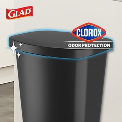 Glad Trash Can with Lid, Stainless Foot Pedal & Garbage Bag Rings, 13 Gal, Black