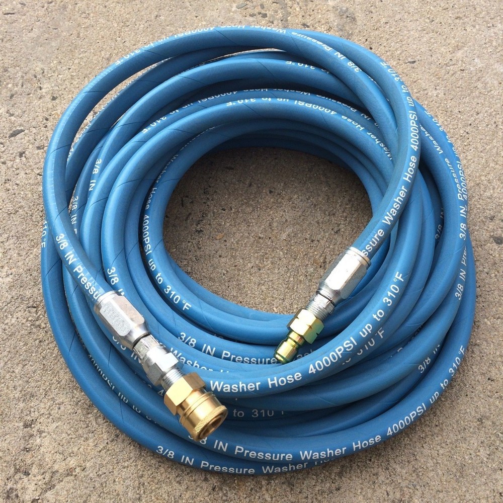 4000PSI 3/8″ x 50FT Blue Non-Marking Pressure Washer Hose w/ QC Fittings