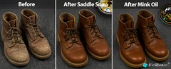 Leather Boot Care Kit – Mink Oil & Saddle Soap for Leather with Applicators &